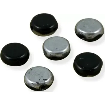 Korálek Korálky skleněné černostříbrné placky - 30 ks