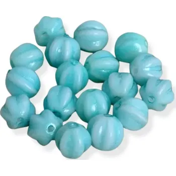 Korálek Korálky skleněné modrozelené melounky - 30 ks