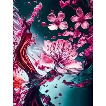 Diamantové malování Diamantové malování/Homfun - Abstraktní růžové květy + perleťové kamínky