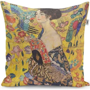 Polštář Dekorační polštář Dáma s vějířem - Gustav Klimt - Sablio - 50x50 cm