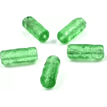 Korálek Korálky skleněné zelené válečky - 10 ks