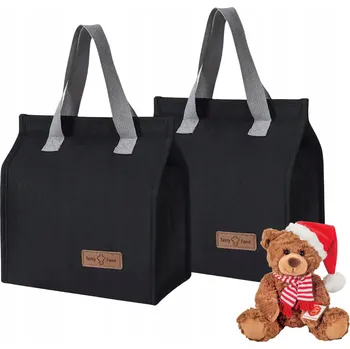 Termobox SADA 2x OBĚDOVÝ BOX TERMO TAŠKA NA JÍDLO ČERNÁ MALÁ