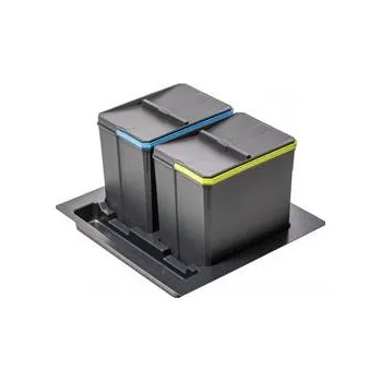 Odpadkový koš GTV AxiSpace třídící tác do šířky zásuvky 600 mm, půdorys 2X15L