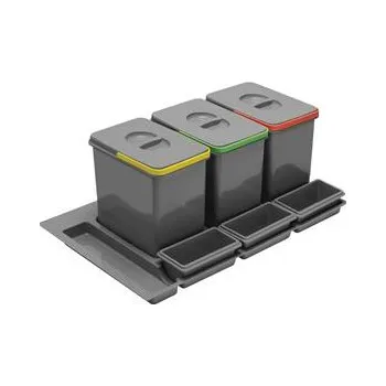 Odpadkový koš GTV SYSTÉM NÁDOB MULTINO 900 3X15 L+3 MISKY ANTRACIT