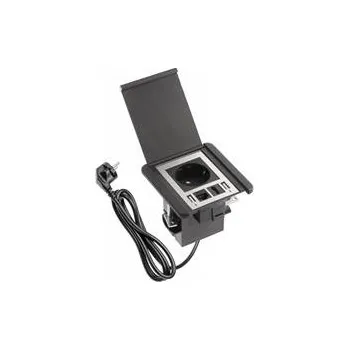 Stavebniny GTV Nábytková zásuvka s výklopnou klapkou, 1x schouko zásuvka, 2xUSB A RJ4