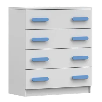 Dětská skříň Nábytek PEGAS s.r.o. Komoda 4S SMYK I - 02, Bílá Mat/Modrá