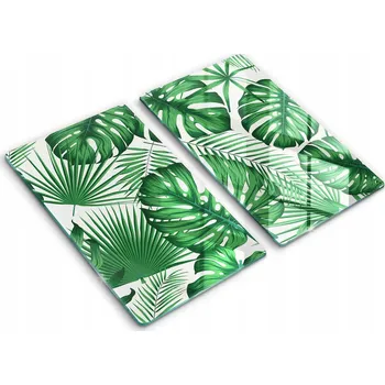 Obraz Dekorativní Krycí Desky z Tvrzené Sklo na Krájení 2x30x52 cm Listy monstery