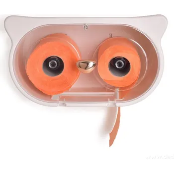 Koupelnový nábytek SOVA | závěsná skříňka na 2 role toaletního papíru | samolepicí úchyt | 2v1 s poličkou | bílá