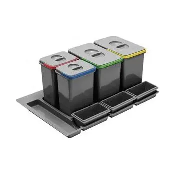 Odpadkový koš GTV Systém nádob MULTINO 800 2X15 L+2X7 + 3 misky ANTRACIT