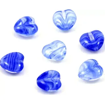 Korálek Korálky srdíčka modrá - 20 ks