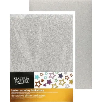 Obraz Sada DEKORATIVNÍCH KARTONŮ Brokátový karton stříbrný A4 210g 5 listů Galeria