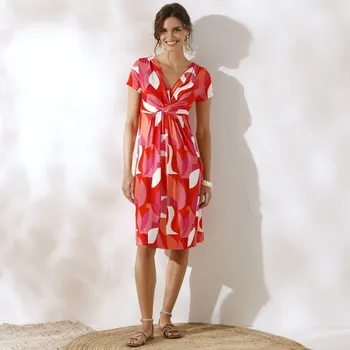 Dámské šaty Krátké šaty s potiskem grafického vzoru růžová 34/36