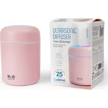 Zvlhčovač vzduchu Platinet PADYM107P Ultrazvukový zvlhčovač a aroma difuzér 300ml s RGB LED růžová 500316,20