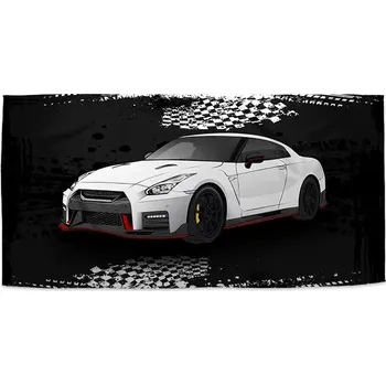 Ručník Sablio Ručník s potiskem Nissan GTR 35 Černý - 50x100 cm