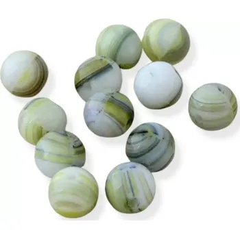 Korálek Korálky skleněné kuličky žluto-zeleno-bílé 6mm - 20 ks