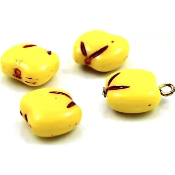 Korálek Korálky skleněné žlutá jablíčka - 2 ks