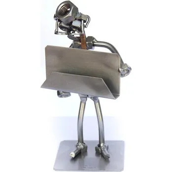 Kovová figurka - Muž s vizitkami - držák 17 cm