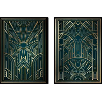 Obraz OBRAZ PLAKÁTY V RÁMU 53x73cm Dyptych Sada 2 obrazů Artdeco Černý P1708