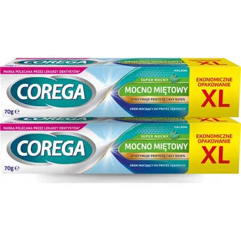 Péče o zubní náhradu Corega Extra silný fixační krém na zubní protézy, silně mátový, sada 2x70g