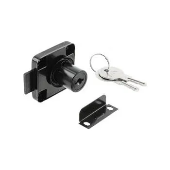Nábytkové kování GTV Čtyřhranný zámek 138 (chrom) ocelový mechanismus, ocelový klíč, černý