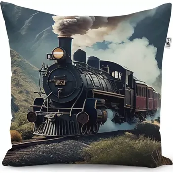 Polštář Dekorační polštář Parní lokomotiva v horách - Sablio - 50x50 cm