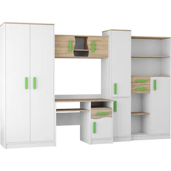 Dětský pokoj Dětský pokoj MACIUS, Bílá Mat/Dub Sonoma/Zelená