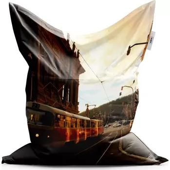 Sedací pytel Sablio Sedací vak Classic Tramvaj v historickém městě - 150x100 cm
