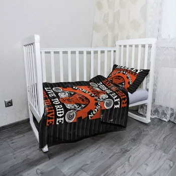Povlečení Sablio Mikroplyšové povlečení do dětské postýlky Harley-Davidson Live to ride, ride to live - 120x90 / 40x60
