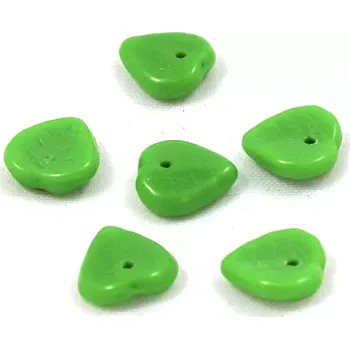 Korálek Korálky skleněné lístečky srdčité zelené - 20 ks