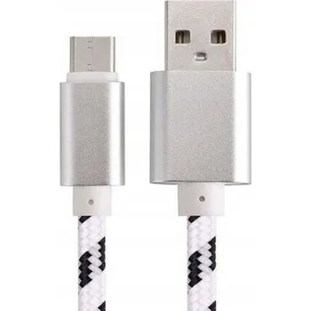 Datový kabel Kabel Black Stork USB - USB typ C 2 m bílý