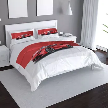 Povlečení Saténové povlečení Ferrari na červenobílé - Sablio - 140x200 / 90x70