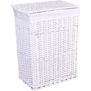 Koš na prádlo PŘÍRUČNÍ KOŠÍK PŘÍRODNÍ PRO PRÁDLO, HRAČKY, BÍLÝ KUFR DO KOUPELNY L