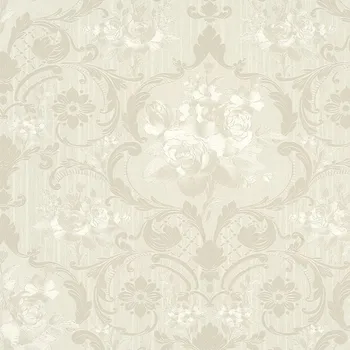 Tapeta Béžová vinylová tapeta s květinovými ornamenty 70 cm x 10 m