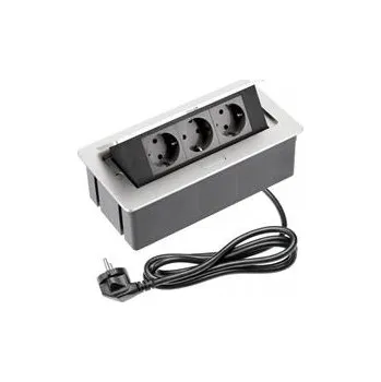 Elektrická zásuvka GTV SOFT nábytková zásuvka 3x zásuvka Schuko, napájecí kabel se zástrčkou,