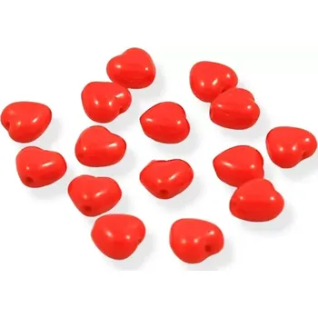 Korálek Korálky skleněné srdíčka červená - 40 ks