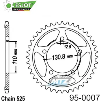 Řetězová sada pro motocykl Rozeta ocelová (převodník) 0007-44zubů ESJOT 50-29042-44 - BMW S1000R / 13-20 + S1000RR / 09-18 + S1000XR / 14-20 95-0007-44-ES
