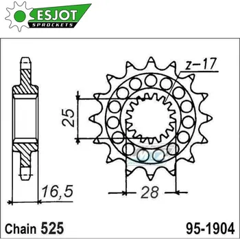 Řetězová sada pro motocykl Kolečko řetězové (pastorek) 1904-17zubů ESJOT 50-29026-17 - KTM 950 LC8 Adventure + 950 LC8 Supermoto + 990 Adventure + 990SM + 1050 Adventure + 1090 Adventure + 1190RC8 + 1190 Adventure + 1290 Supera KTM Supermoto 990 (R,T) 2008-2013