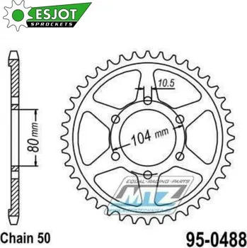 Řetězová sada pro motocykl Rozeta ocelová (převodník) 0488-42zubů ESJOT 50-35041-42 - Kawasaki GPZ550 Unitrack + GPZ400 + KZ550 + KZ650 + KZ750 + KZ1000 + Z550 + Z650 + Z750 + ZR550 + ZR400 + Z650SR + ZXR750 + ZX9R Ninja + ZRX1 KAWASAKI ZXR 750 1990-1992