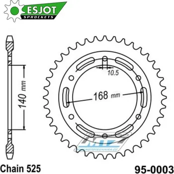 Řetězová sada pro motocykl Rozeta ocelová (převodník) 0003-41zubů ESJOT 50-29043-41 - BMW F650GS / 08-12 + F650GS SE / 12 + F700GS / 13-18 + F800GS / 08-18 + F800GS Adventure / 13-18 + F800GS Triple Black / 12 + F800GS Trophy / 95-0003-41-ES