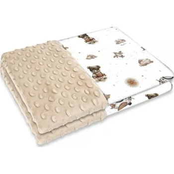 Dětská deka Oboustranná deka, Bavlna/Minky 100 x 75 cm, Méďa pilot - bílá, béžová