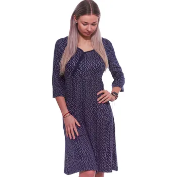 Dámské noční prádlo Luxusní modrá dámská košilka s tříčtvrtečním rukávem a působivým celoplošným vzorem 1D1292 modrá xl