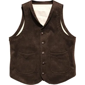 Pánská vesta Semišová pánská vesta cowboy retro Barva: Kávová, Velikost: 3XL