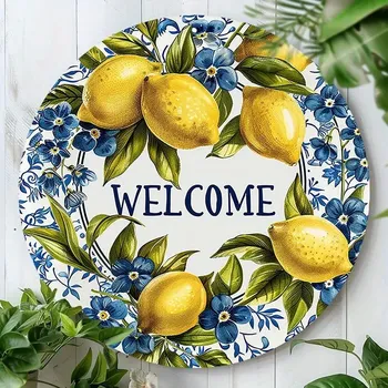 Plechová cedule BAF PECHOVÁ KULATÁ CEDULE CITRÓNY VÍTEJ PRŮMĚR 20CM