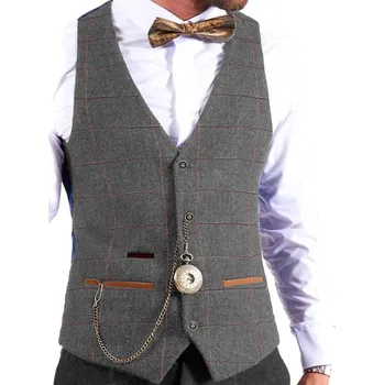 Pánská vesta Vlněná pánská vesta s proužky Barva: Šedá, Velikost: Šití na míru