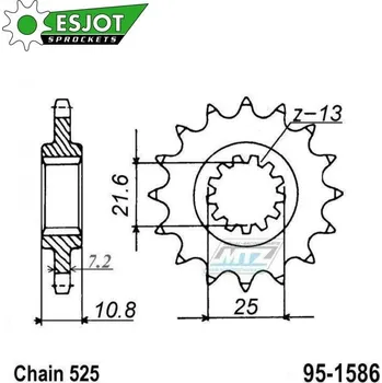 Řetězová sada pro motocykl Kolečko řetězové (pastorek) 1586-17zubů ESJOT 50-29018-17 - Yamaha YZF R6 + TDM850 + TRX850 95-1586-17-ES