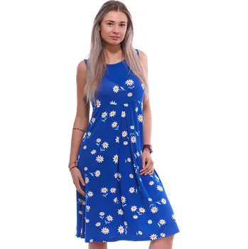 Dámská noční košile Dámská luxusní košilka v elegantní modré barvě s jemným květinovým vzorem kopretin 1D1210 modrá l