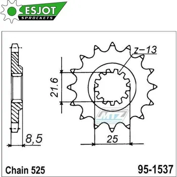 Řetězová sada pro motocykl Kolečko řetězové (pastorek) 1537-15zubů ESJOT 50-29029-15 - Kawasaki Z900 + Z900 ABS + Z900RS + KLZ1000 Versys + NINJA 1000SX + KLV1000 + Z1000 + Z1000R + Z1000SX + ZX1000 + ZX9R + ZX10R + ZX10RR KAWASAKI ZX-10R Ninja 2004-2018