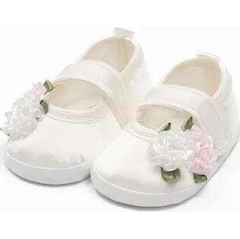 Dětská sálová obuv Kojenecké saténové capáčky New Baby Ivory Flowers 12-18 m Barva: Dle obrázku, Velikost: 12-18 m