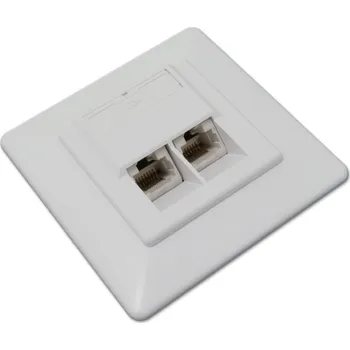 Elektrická zásuvka XtendLan Zásuvka 2xRJ45 nestíněná pod omítku a při užití krabičky i na zeď, šikmý vývod, CAT6