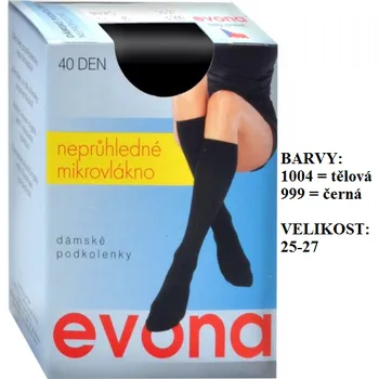 Dámské ponožky Dámské podkolenky EVONA MIKRO Velikost: 25-27 barva 999 - ČERNÁ